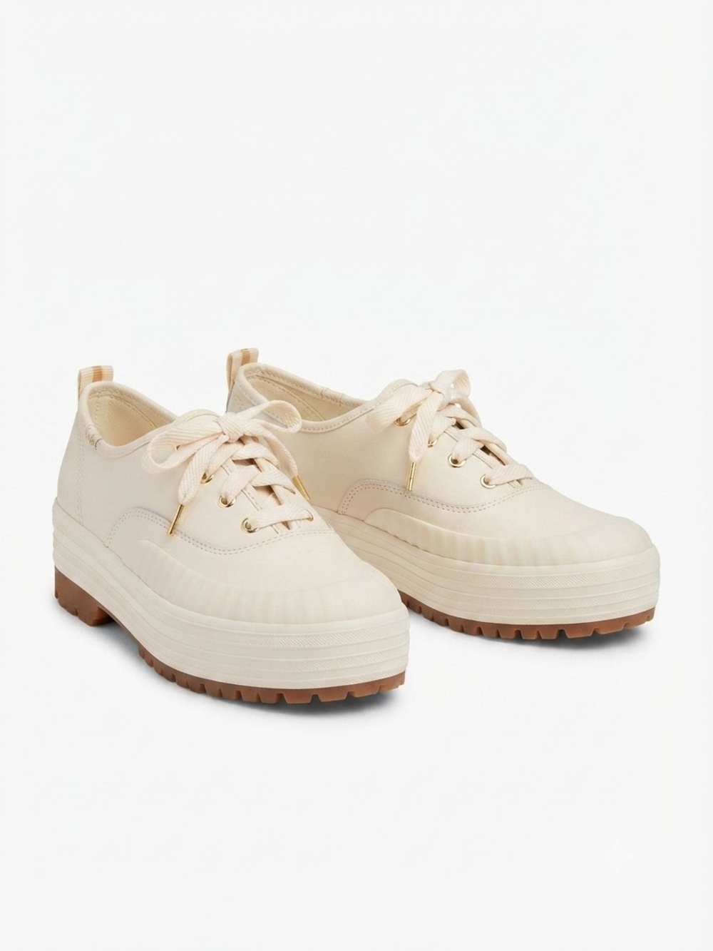 Keds Platform Lug Weatherized Leather Sneakers - Off White Size 10